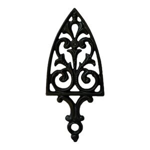 Vintage JZH Cast Iron Trivet Gothic Cathedral Footed 9x4 Black